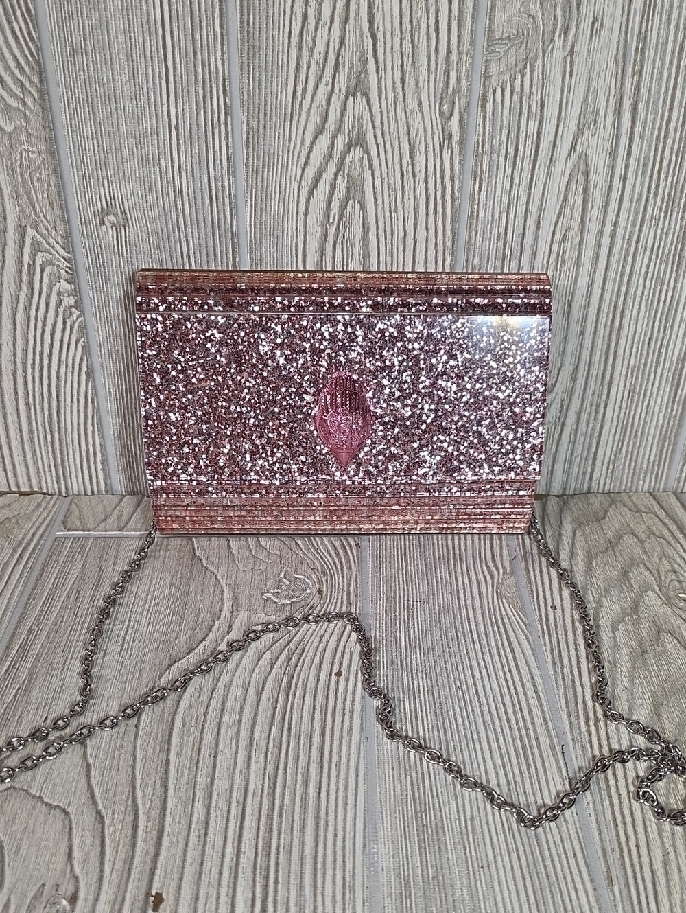 Kurt Geiger London Party Eagle Drench Clutch Glittery Designer Crossbody Purse